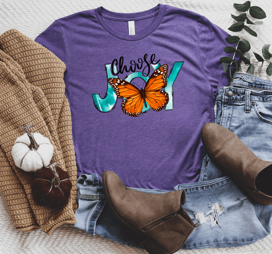 Choose Joy Butterfly Short Sleeve Shirt