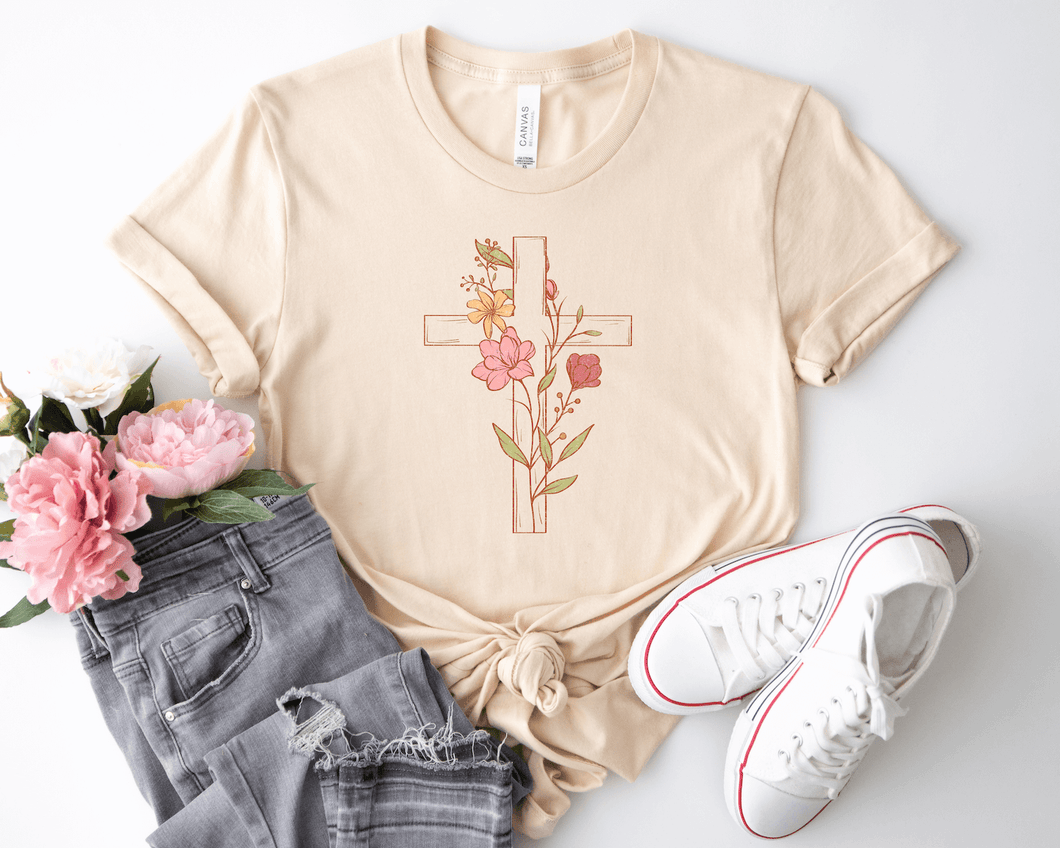 Flower Cross Short Sleeve Shirt