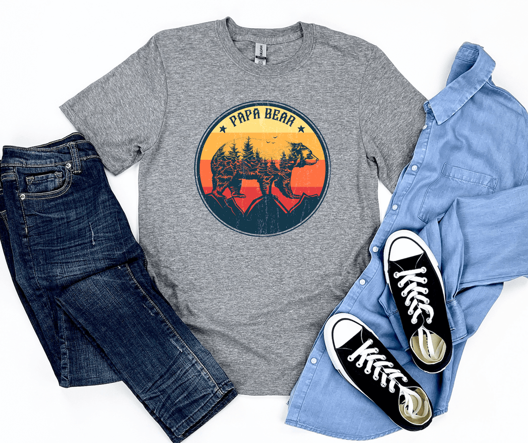 Papa Bear Colorful Short Sleeve Shirt
