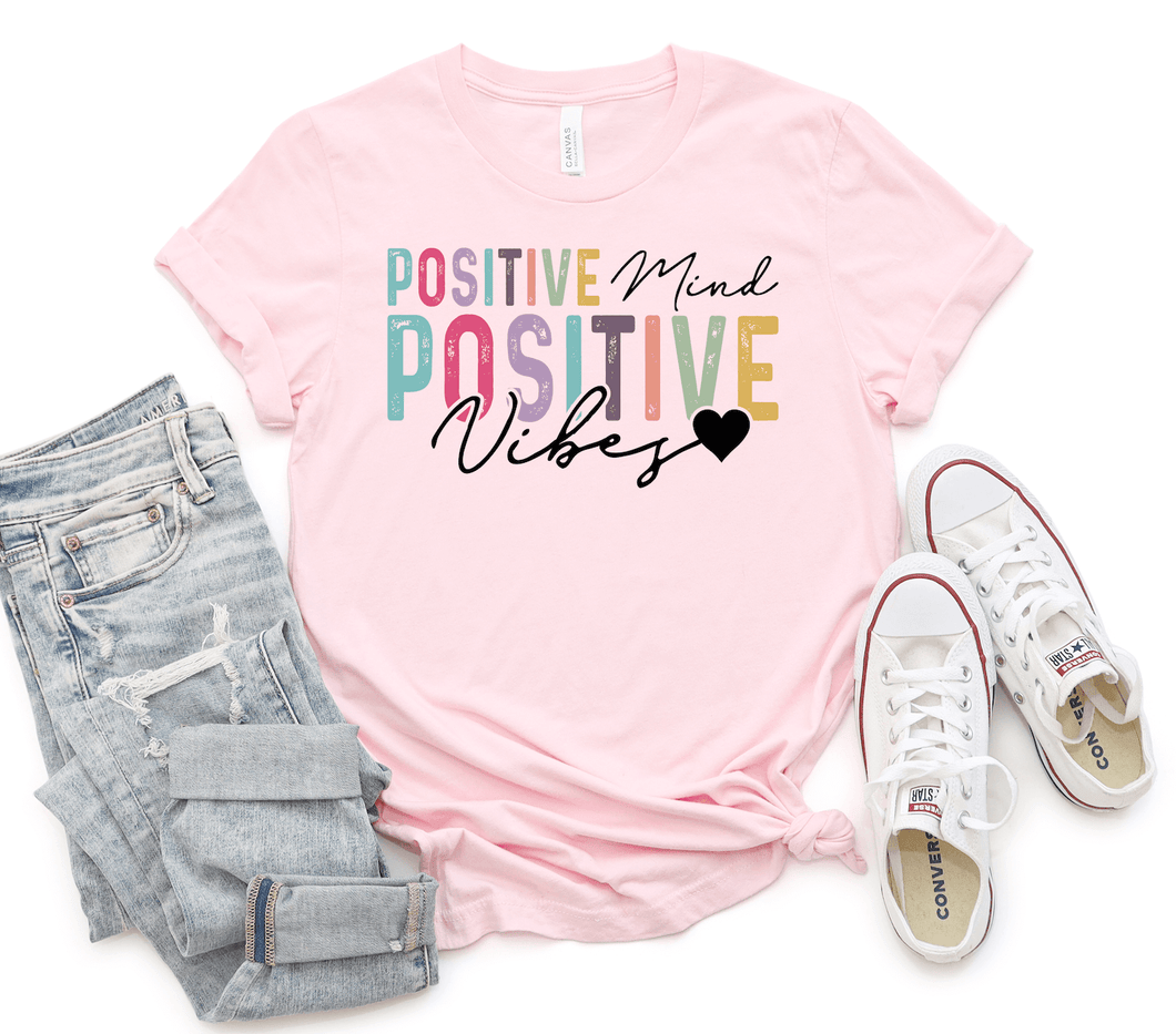 Positive Mind Positive Vibes Colorful Short Sleeve Shirt