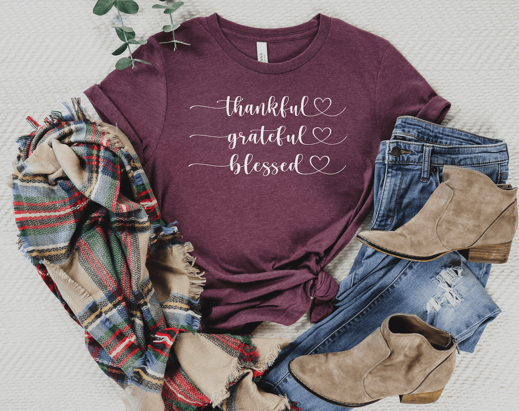 Thankful Grateful Blessed Short Sleeve Shirt