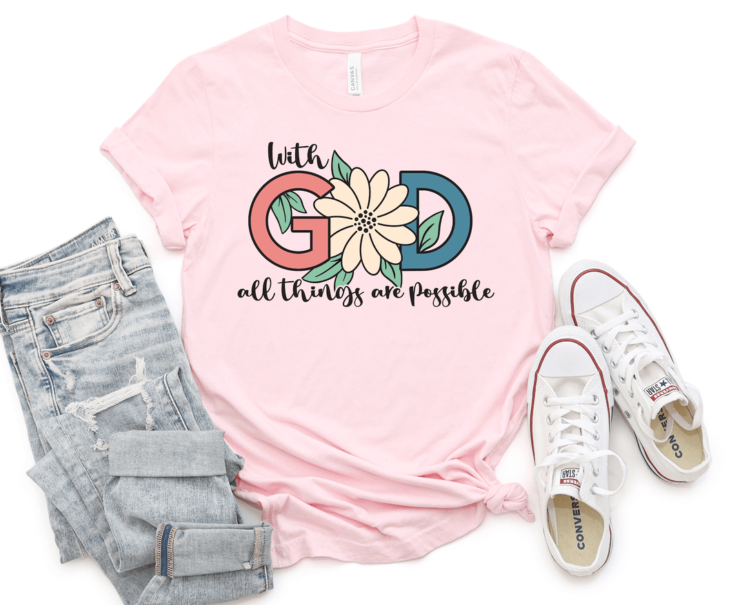 With God All Things Are Possible Colorful Short Sleeve Shirt
